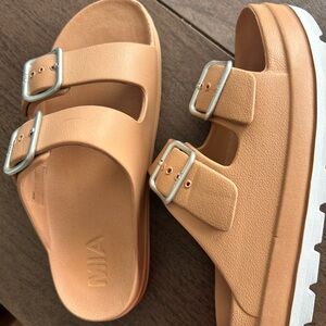 MIA Tan Double Strap Sandals